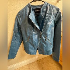 Women's Blue Leather Jacket